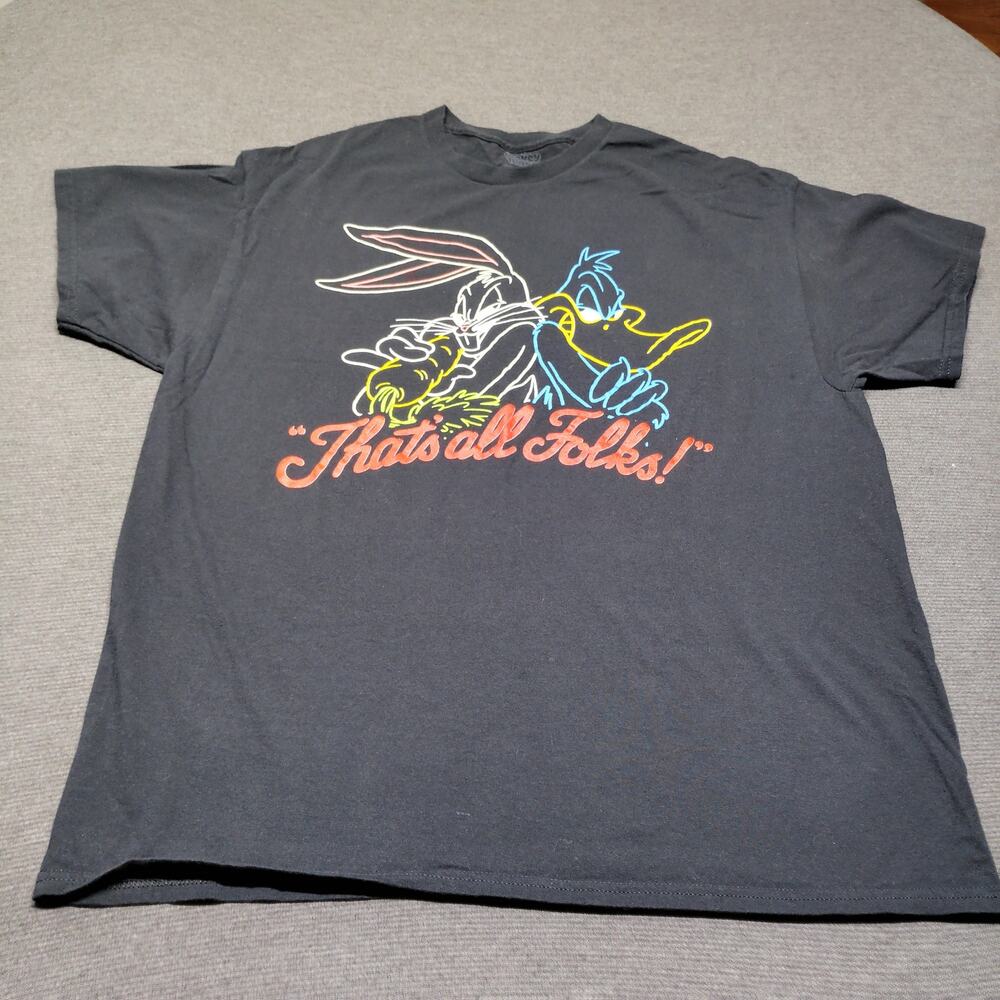 Looney Tunes Bugs Daffy Graphic Tee XL Neon That's All Folks
